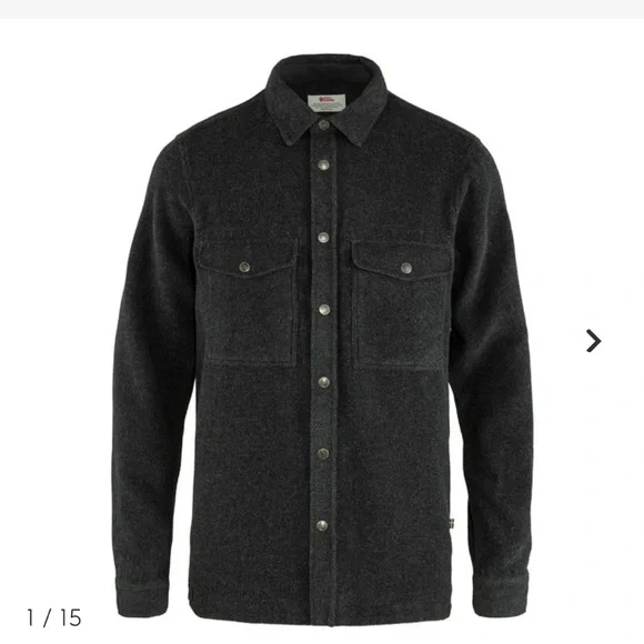 Fjallraven mens small Canada wool shirt jacket. Grey. - Picture 7 of 7